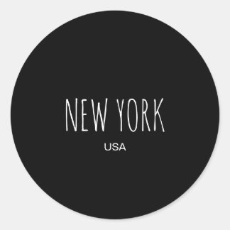 New York USA Minimalistische Typografie-Design Runder Aufkleber