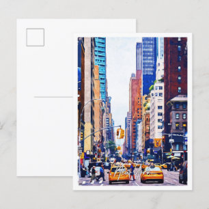 New York USA Oil Paint City Landscape Postkarte