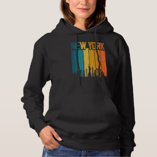 New York USA Retro Vintag Sunset Skyline New York Hoodie