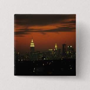 New York, USA. Skyline von Uptown Manhattan 2 Button