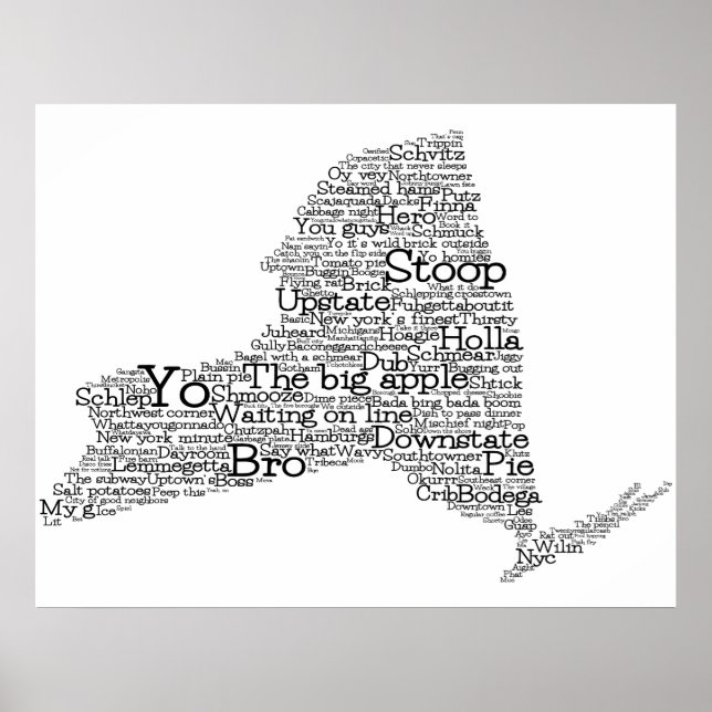 New York USA Slang Word Art Map Poster (Vorne)