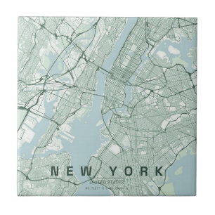New York USA Stadtplan Minimal Design Fliese