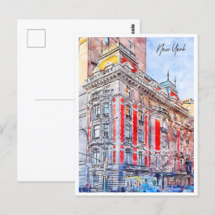 New York USA Travel Place Wassercolor Postkarte