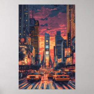 New York USA Vintag Illustration Travel Poster
