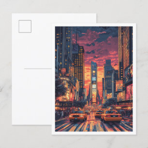 New York USA Vintag Illustration Travel Postkarte