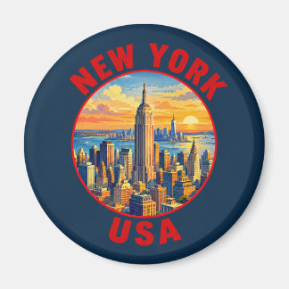 New York USA Vintage-Reise-Skyline-Aufkleber Magnet
