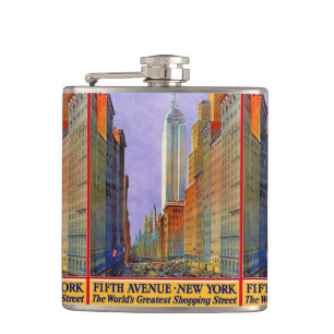 New York USA Vintage Travel Flask Flachmann
