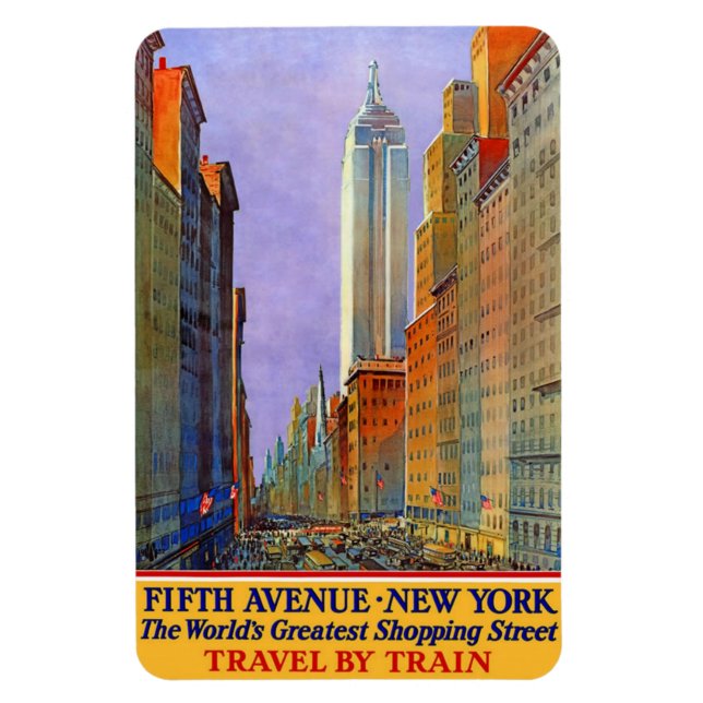 New York USA Vintage Travel Magnet (Vertikal)