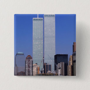New York, USA. Zwillingstürme der berühmten Welt Button