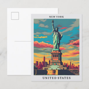 New York Vereinigte Staaten Elegante Kunst Vintage Postkarte