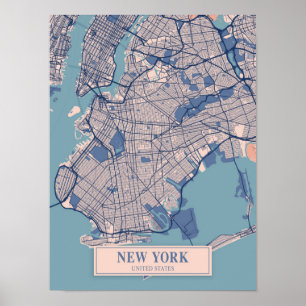 New York Vereinigte Staaten Windige Stadtkarte Rei Poster
