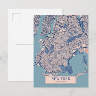 New York Vereinigte Staaten Windige Stadtplan Reis Postkarte