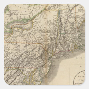 New York, Vermont, New Hampshire, usw. Quadratischer Aufkleber
