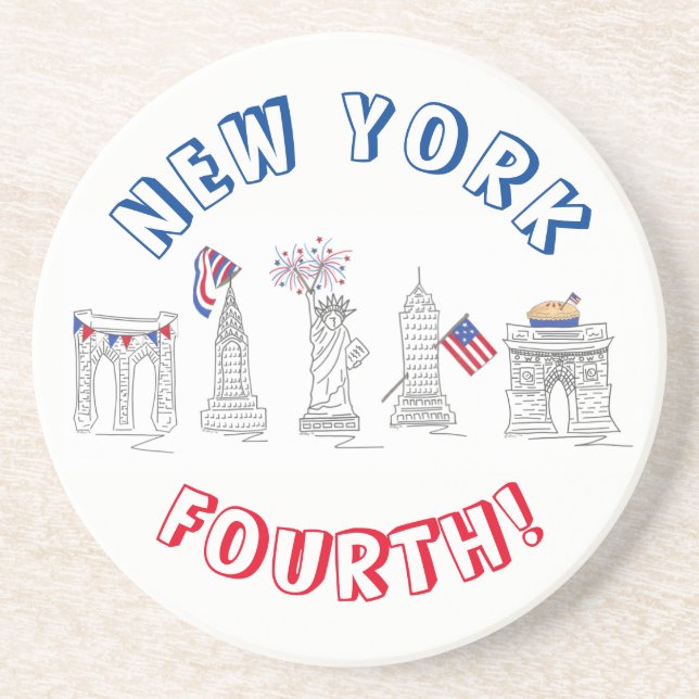 New York Vierte NYC Patriotic 4. Juli Sehenswürdig Getränkeuntersetzer (Vorne)