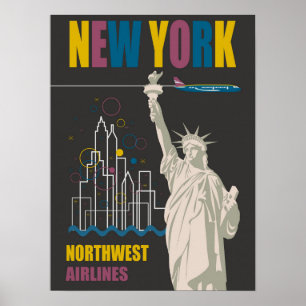 New York Vintag Northwest Airlines Poster