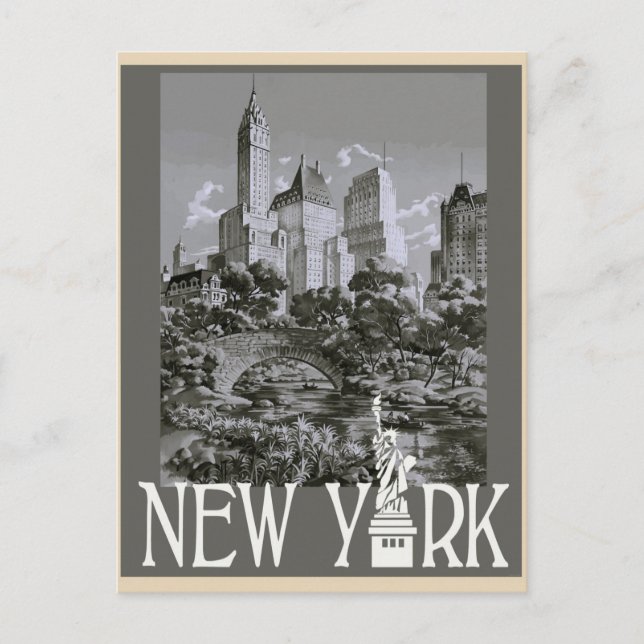 New York Vintag Style Travel Postcard Postkarte (Vorderseite)