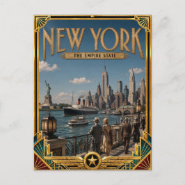New York Vintage Art Deco Golden Age Postkarte