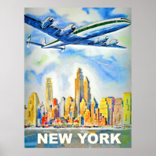 New York, Vintage Fluggesellschaft Poster