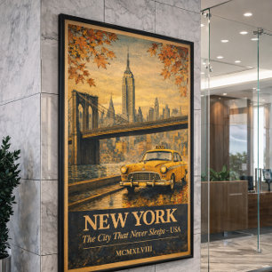 New York Vintage Reiseplakat   Brooklyn Bridge  Poster
