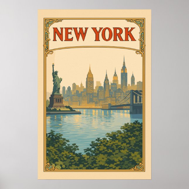 New York Vintage Skyline Reise  Poster (Vorne)
