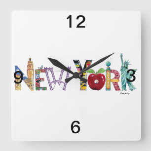 New York Wall Clock Quadratische Wanduhr