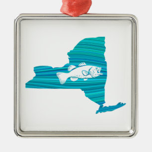 New York Wave Fishing Ornament Aus Metall