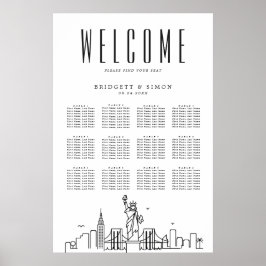 New York Wedding | 12 Tabelle Sitzplan Poster