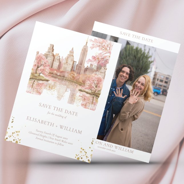 New York Wedding Custom Foto Save the Date Einladung (Von Creator hochgeladen)
