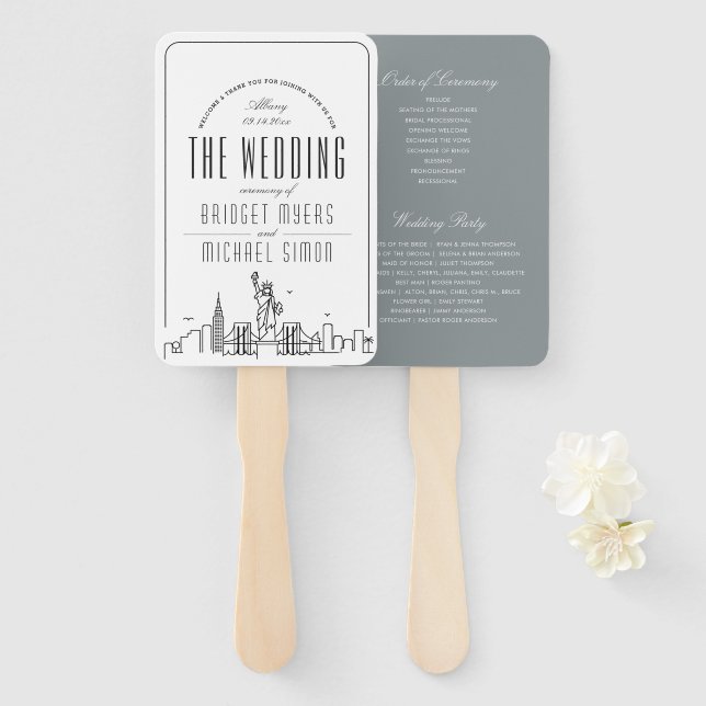 New York Wedding | Hochzeitsprogramm Hand Fan Fächer (Vorne und Hinten)