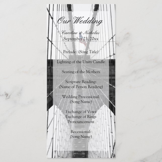 New York Wedding NYC Brooklyn Bridge Programm (Vorderseite)