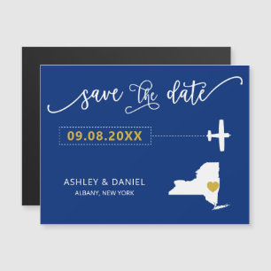 New York Wedding Save the Date Card, Map Magneteinladung