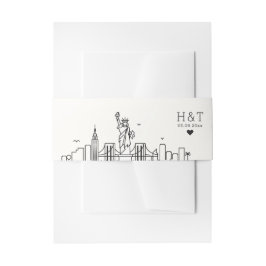 New York Wedding | Stilisierte Skyline Monogram Einladungsbanderole