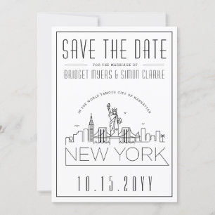 New York Wedding Stilisierte Skyline Save the Da Einladung