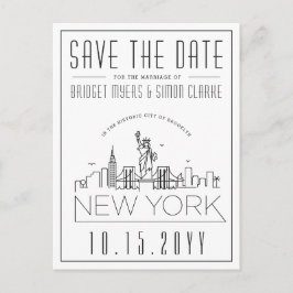 New York Wedding | Stilisierte Skyline Save the Da Postkarte