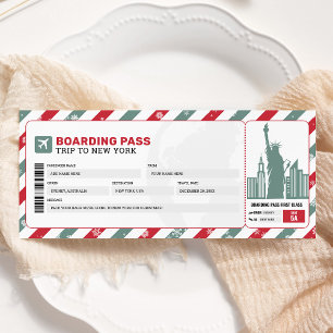 New York Weihnachts-Bordkarte Geschenkticket Einladung
