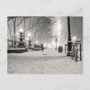 New York Winter - Snowy Night - Bryant Park Postkarte