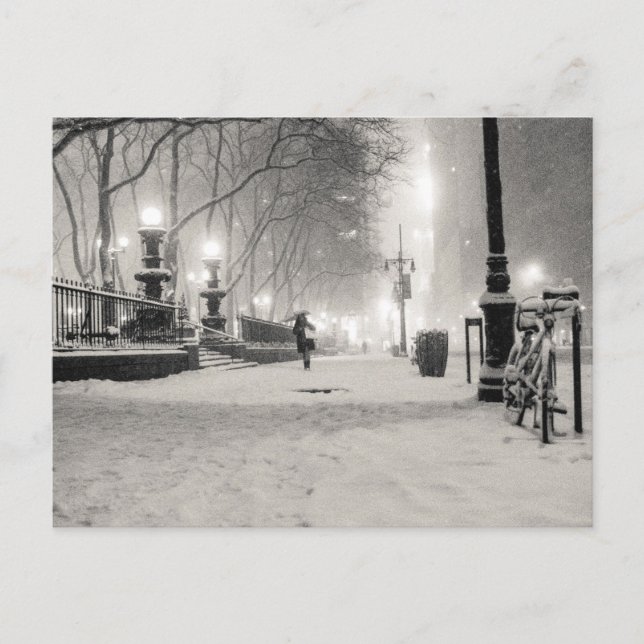 New York Winter - Snowy Night - Bryant Park Postkarte (Vorderseite)