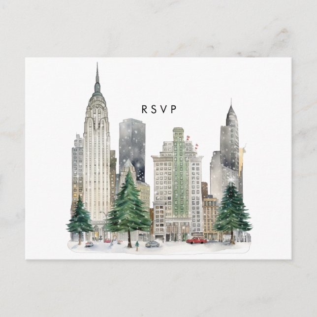 New York Winterurlaub Hochzeit rsvp Postkarte (Vorderseite)