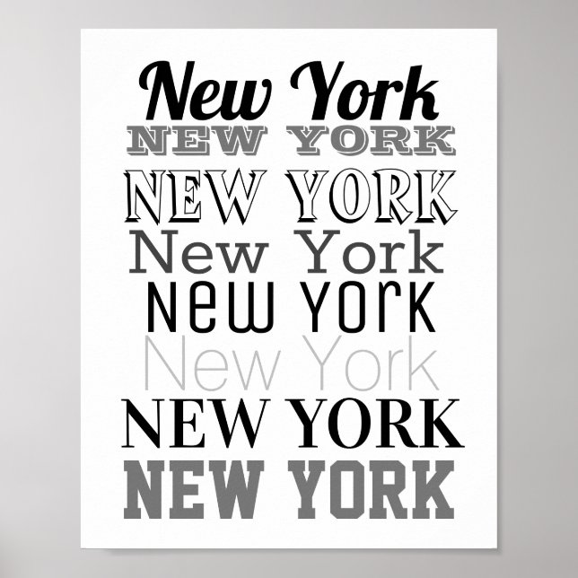 New York Wort Art Typografy Poster Moderne (Vorne)