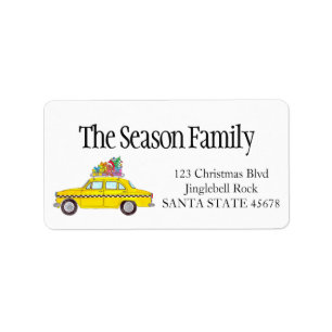 New York Yellow Cab Taxi mit Weihnachtsgeschenken Adressaufkleber