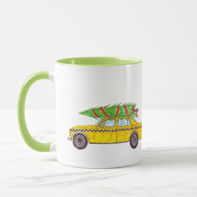 New York Yellow Cab Taxi Weihnachtsbaum Tasse (Links)