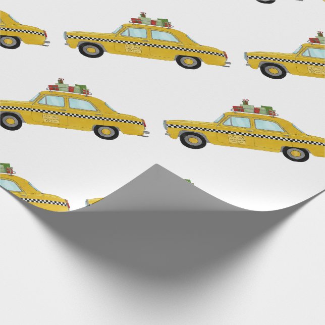 New York Yellow Cab Taxi Weihnachtsgeschenke Geschenkpapier (Ecke)