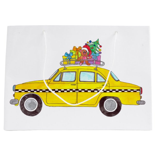 New York Yellow Cab Taxi Weihnachtsgeschenke Große Geschenktüte (Vorderseite)