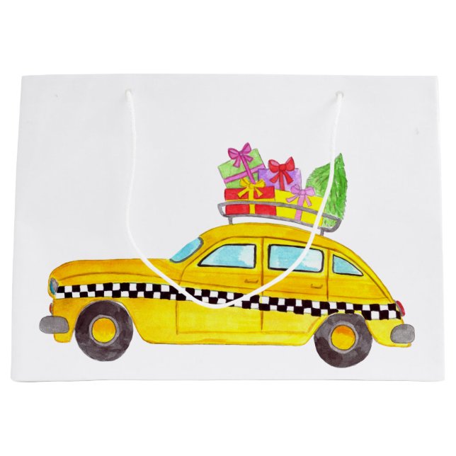 New York Yellow Cab Taxi Weihnachtsgeschenke Große Geschenktüte (Vorderseite)