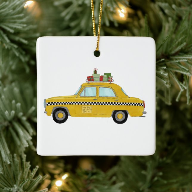 New York Yellow Cab Taxi Weihnachtsgeschenke Keramikornament (Baum)