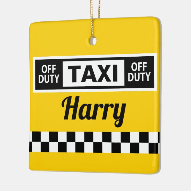 New York Yellow Taxi Cab Driver Fun Keramikornament (Links)