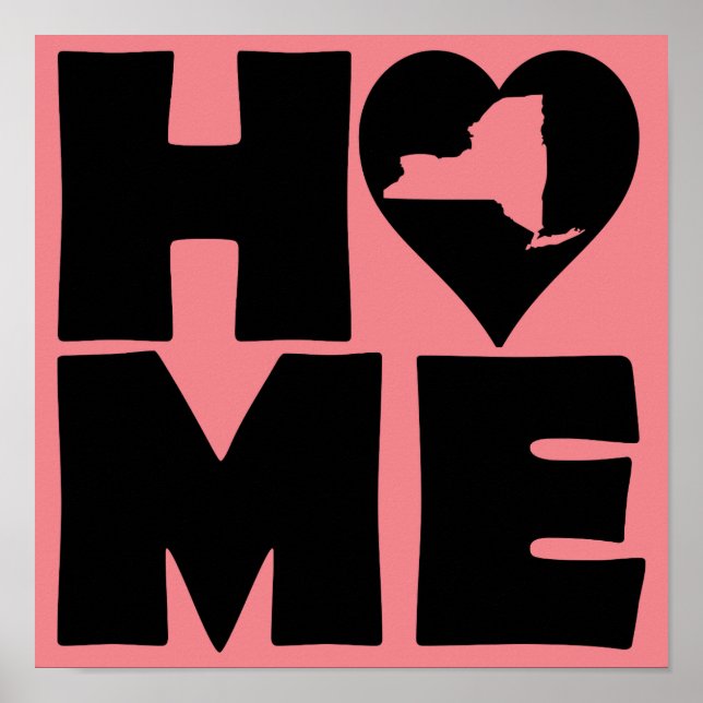 New York Zuhause Heart Staat Poster Sign (Vorne)