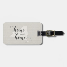 New York - Zuhause Sweet Zuhause burlap look Gepäckanhänger