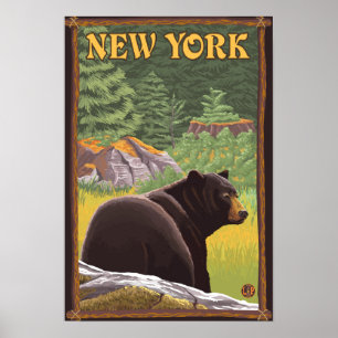 New YorkBlack Bear in Forest Poster