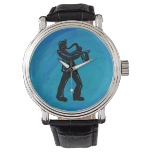 New- YorkBoogie-NachtSaxophon-Blau Armbanduhr